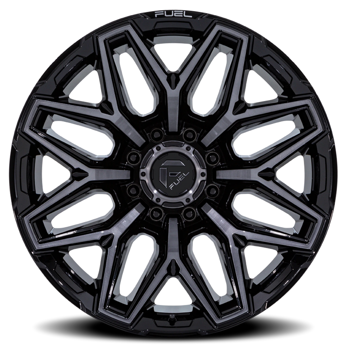 Fuel Flux 8 20x10 -18 8x180mm 124.2mm Gloss Black Brushed Gray Tint