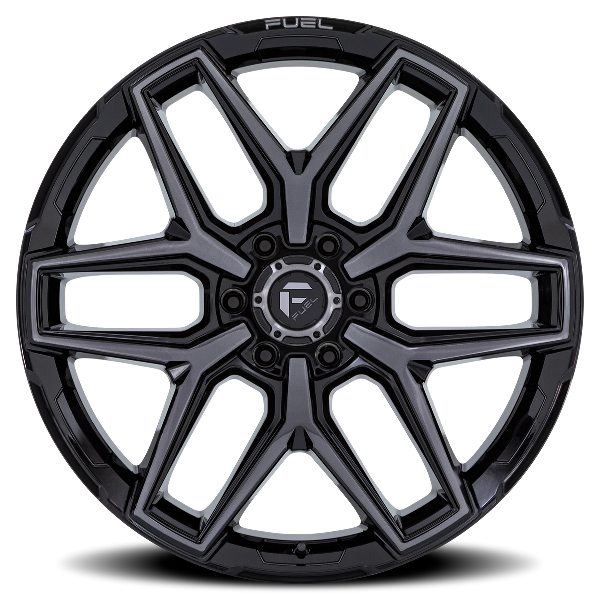 Fuel Flux 6 17x9 -12 6x135mm 87.1mm Gloss Black Brushed Gray Tint