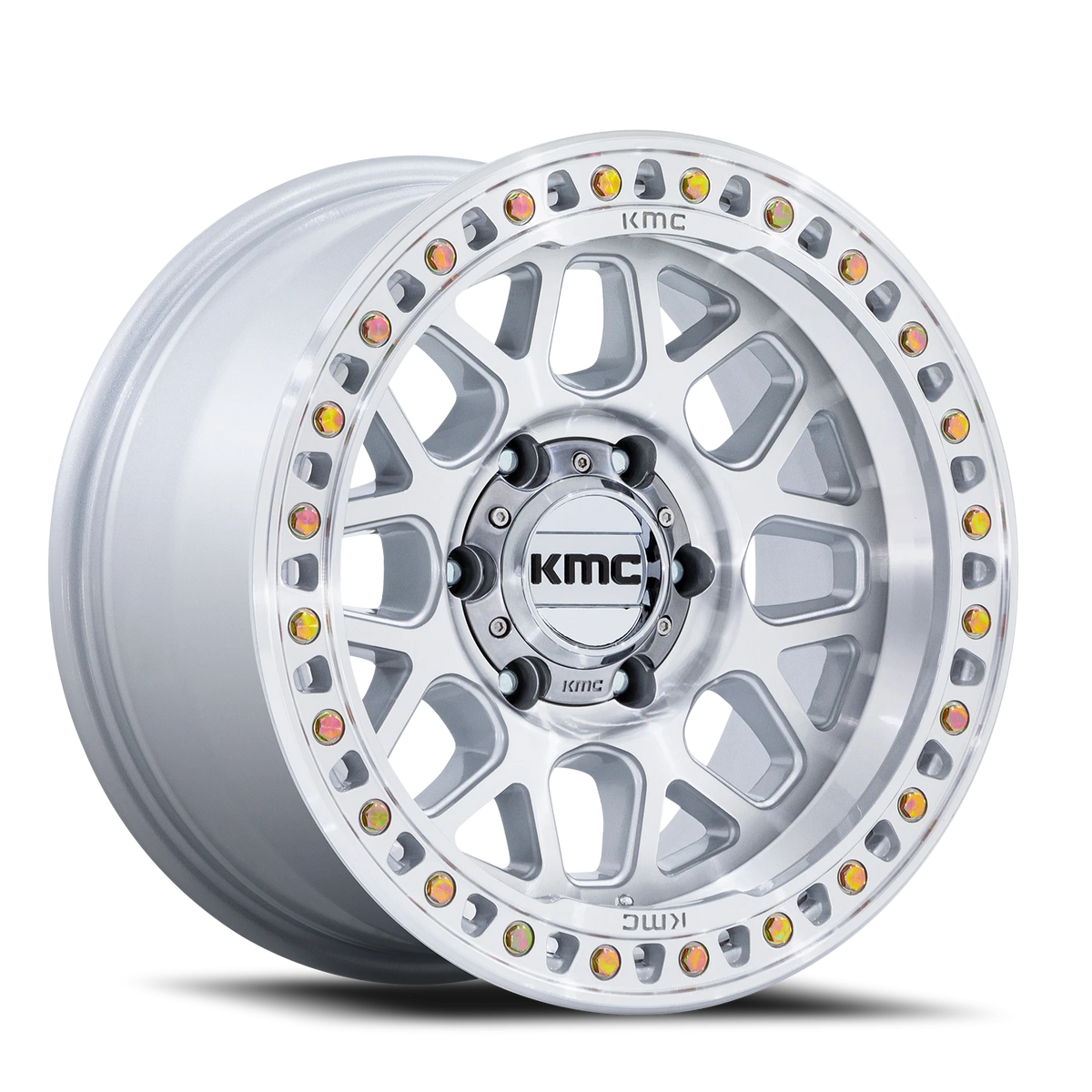 KMC GRS 17x8.5 +0 5x127mm 71.5mm Gloss Silver Machined Face