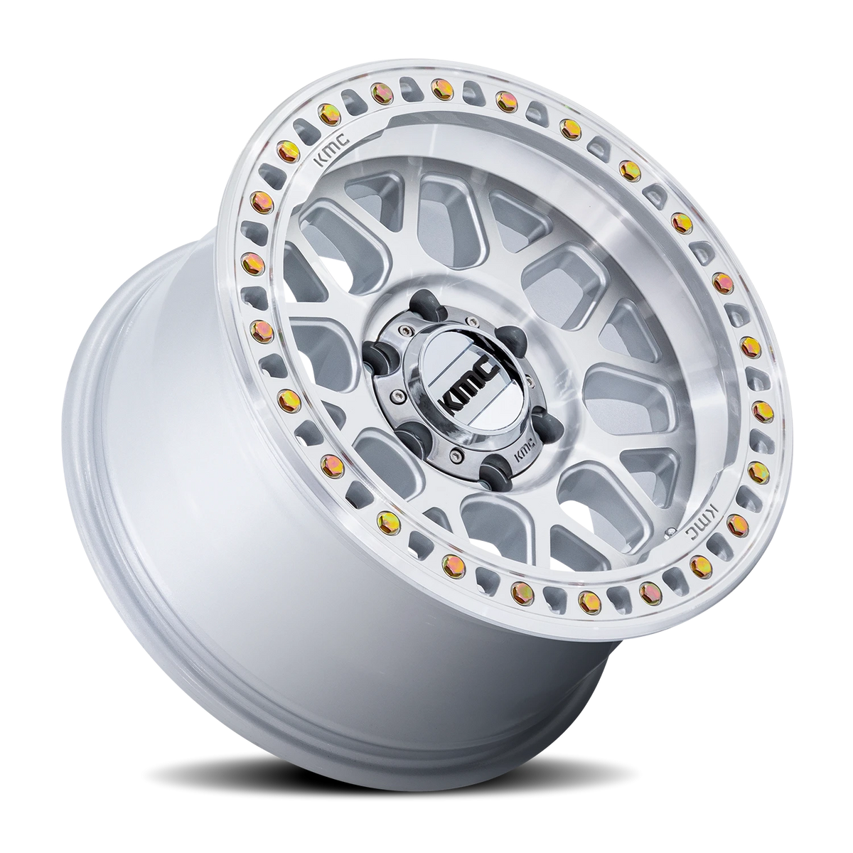 KMC GRS 17x9 -12 5x150mm 110.1mm Gloss Silver Machined Face