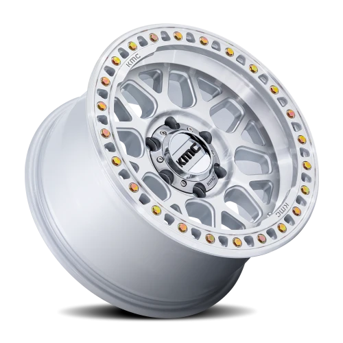 KMC GRS 18x8.5 +0 8x165.1mm 125.1mm Gloss Silver Machined Face