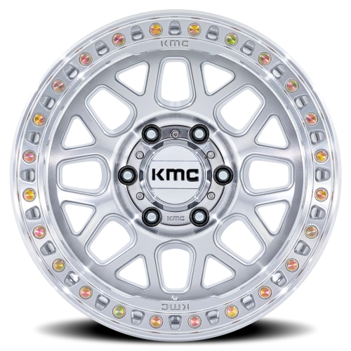 KMC GRS 18x8.5 +0 8x165.1mm 125.1mm Gloss Silver Machined Face