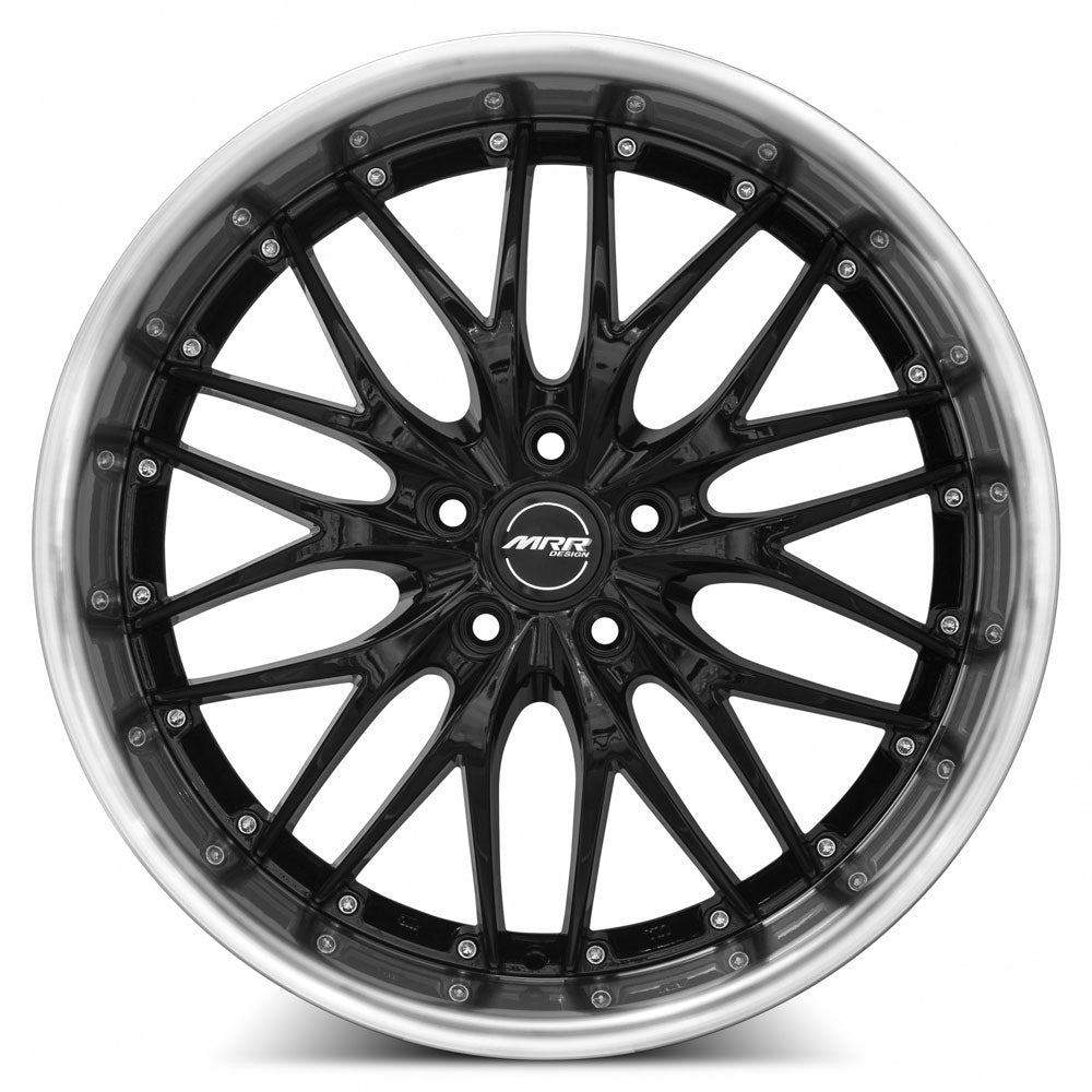 MRR GT1 20x10 25 5x112mm 66.6mm Black Machined Lip