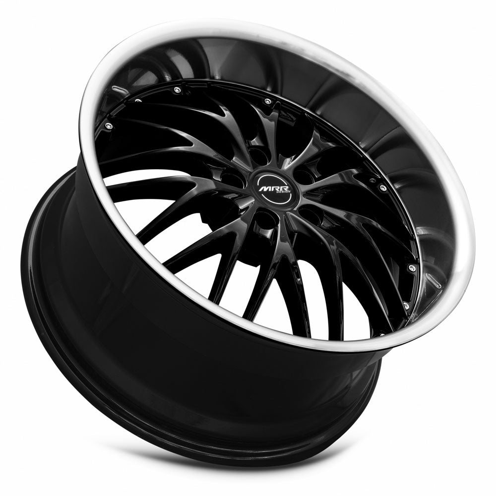 MRR GT1 20x10 25 5x112mm 66.6mm Black Machined Lip