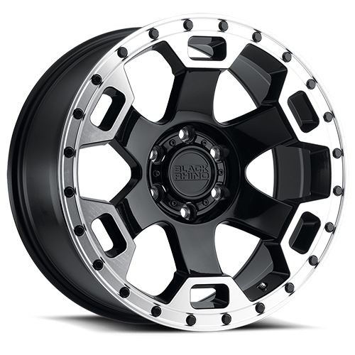 Black Rhino Gauntlet 18x9" 5x127mm 71.6mm CB -18mm Gloss Black Mirror Machined Lip Edge