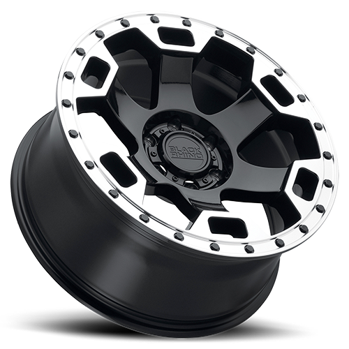 Black Rhino Gauntlet 18x9" 6x139.7mm 112.1mm CB -18mm Gloss Black Mirror Machined Lip Edge