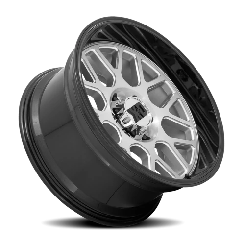 XD Series Grenade 2 20x9" 8x165.1mm 125.1mm CB 0mm Brushed Silver Milled-Gloss Black Lip