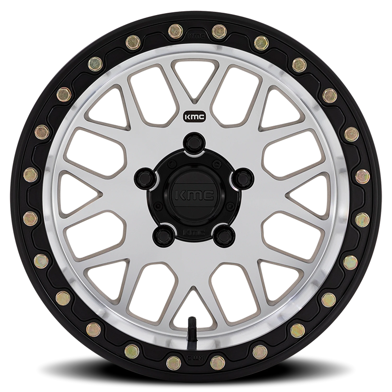 KMC Grenade Beadlock UTV 15x10" 5x114.3mm 72.56mm CB 0mm Machined Silver