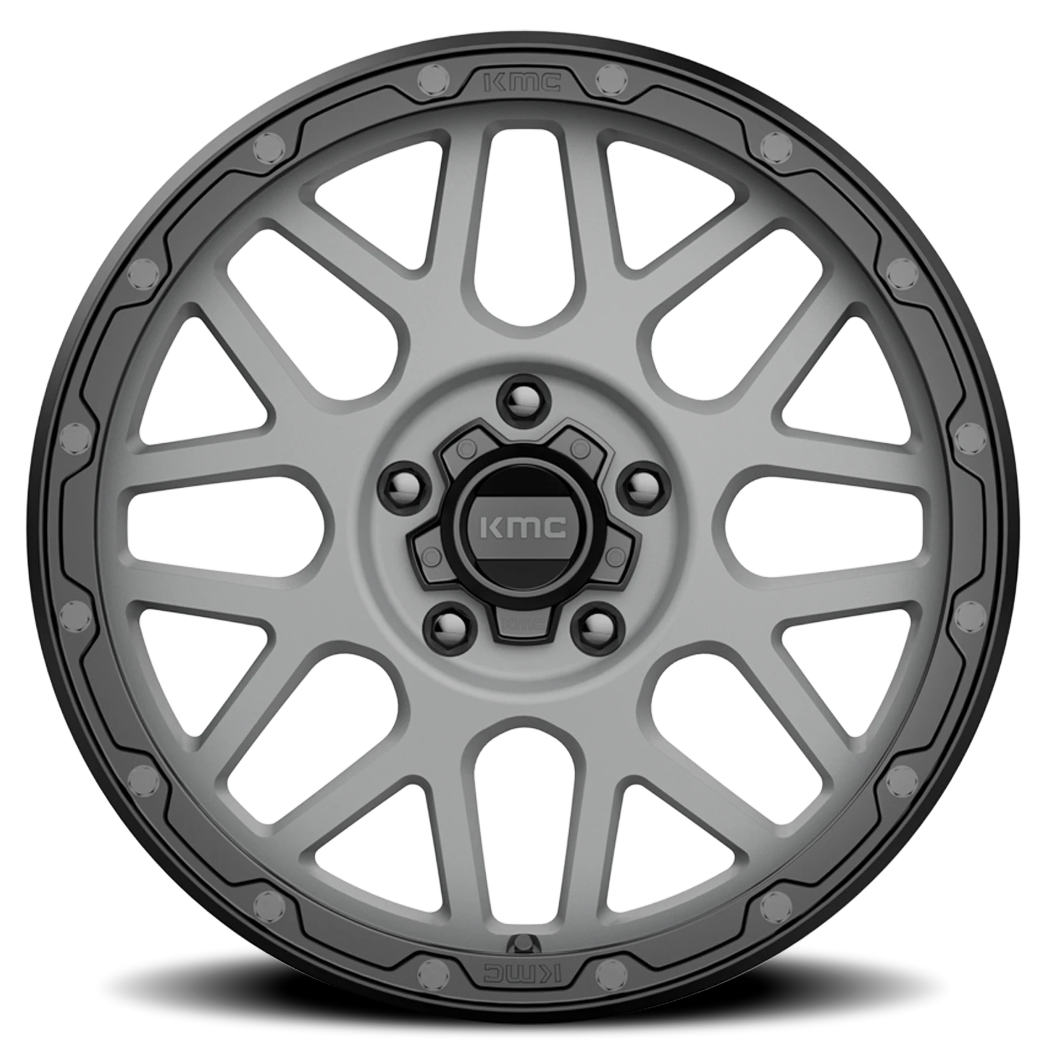 KMC Grenade Off-Road 18x8.5" 5x120mm 64.1mm CB +35mm Matte Gray Matte Black Lip