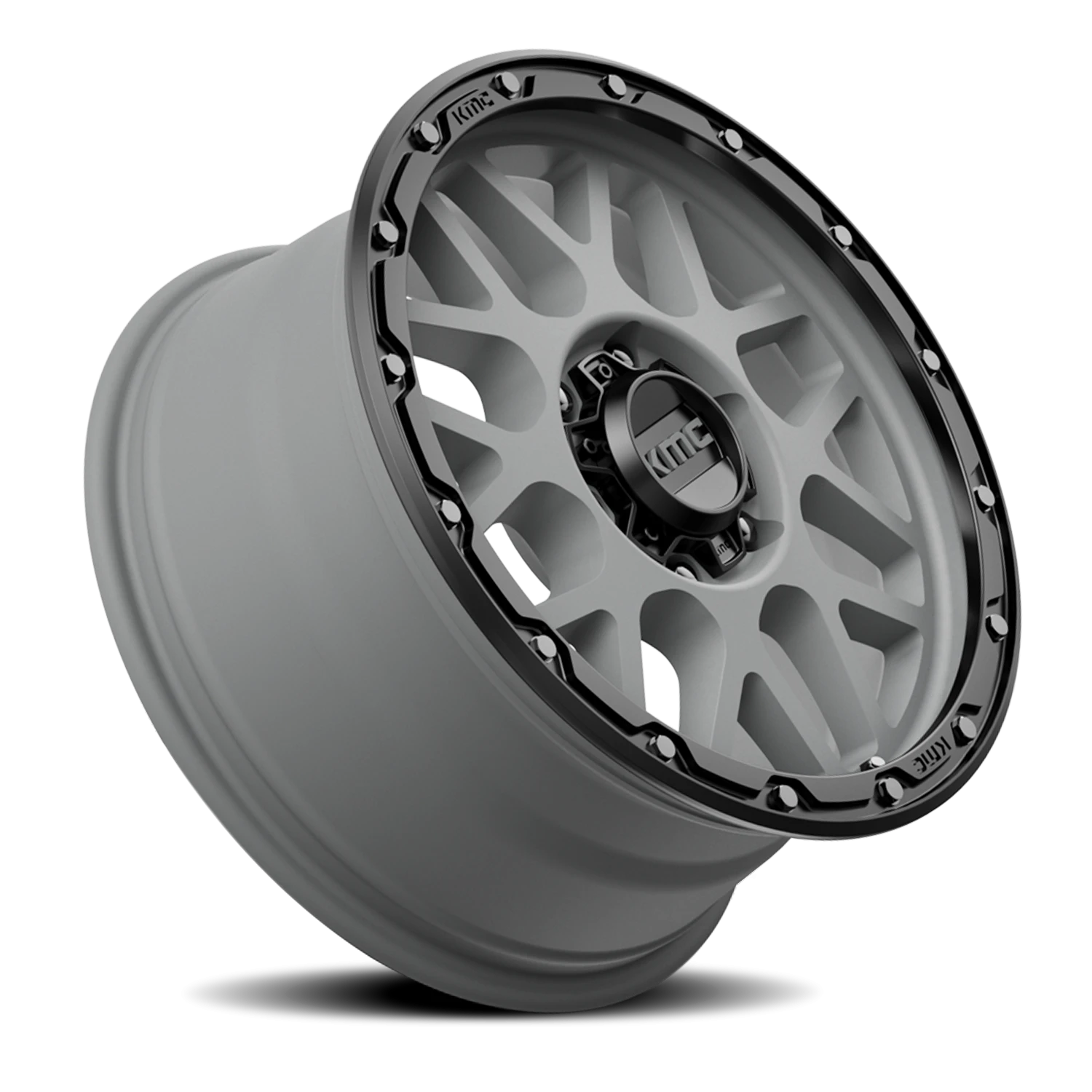 KMC Grenade Off-Road 18x8.5" 6x139.7mm 106.1mm CB +35mm Matte Gray Matte Black Lip