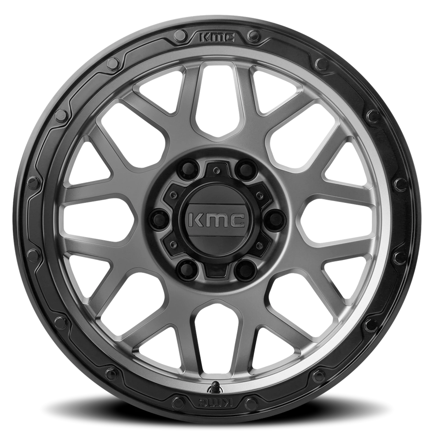KMC Grenade Off-Road 18x8.5" 6x139.7mm 106.1mm CB +35mm Matte Gray Matte Black Lip
