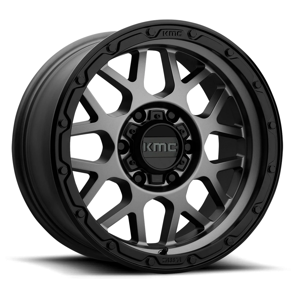 KMC Grenade Off-Road 18x8.5" 8x165.1mm 125.5mm CB 0mm Matte Gray Matte Black Lip