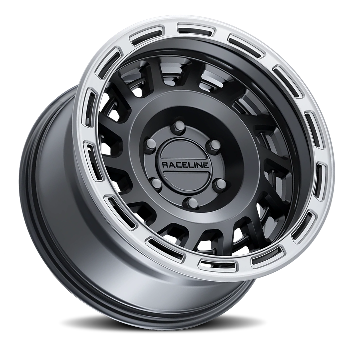 Raceline Halo 17x9" 6x135mm 87.1mm CB -12mm Satin Black Silver Ring