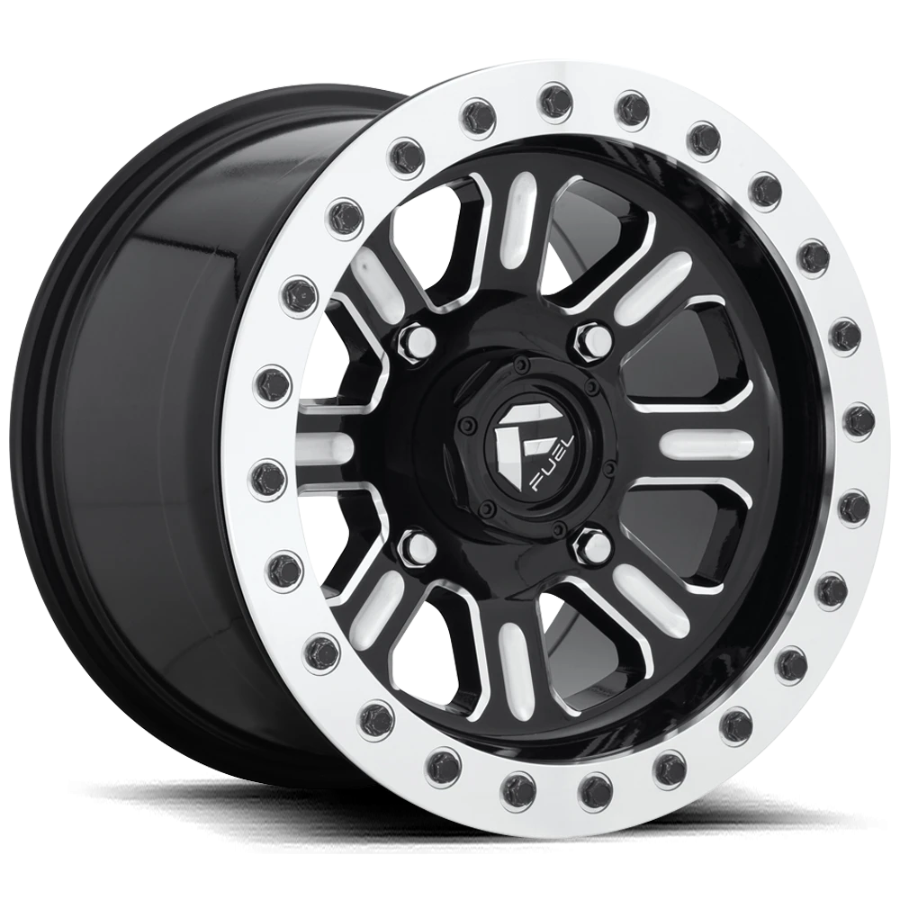 Fuel Hardline UTV 15x7" 4x156mm 132mm CB +38mm Gloss Black Milled-Beadlock
