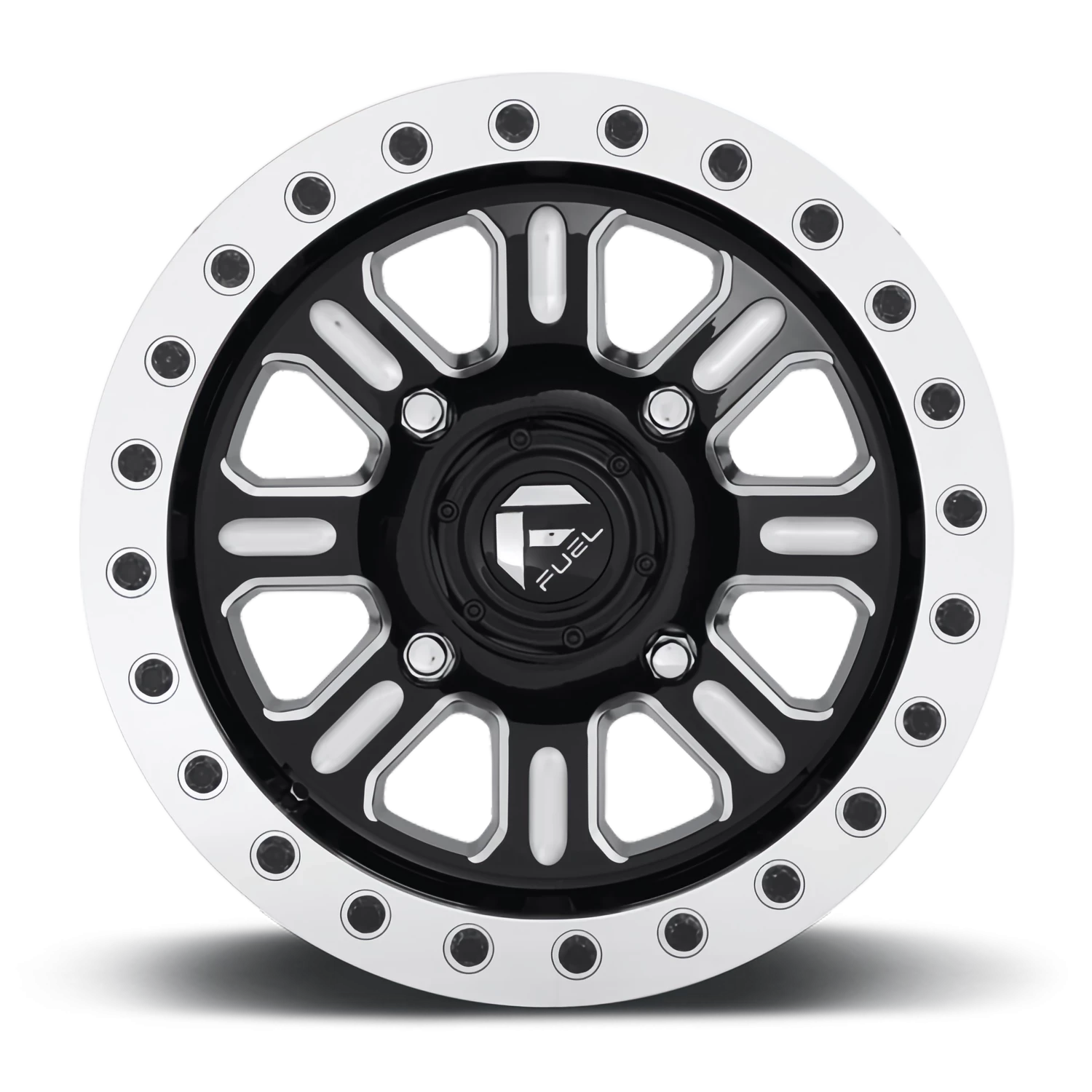 Fuel Hardline UTV 15x7" 4x156mm 132mm CB +38mm Gloss Black Milled-Beadlock
