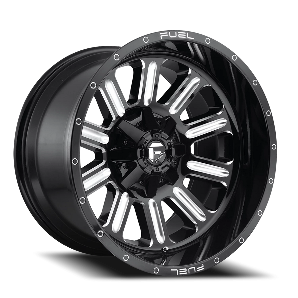Fuel Hardline 15x8 -18 5x114.3mm 72.56mm Gloss Black Milled