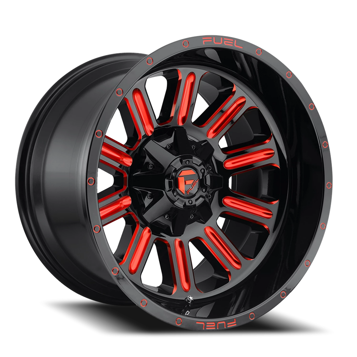 Fuel Hardline 22x10 -18 8x165.1mm 125.1mm Gloss Black Candy Red