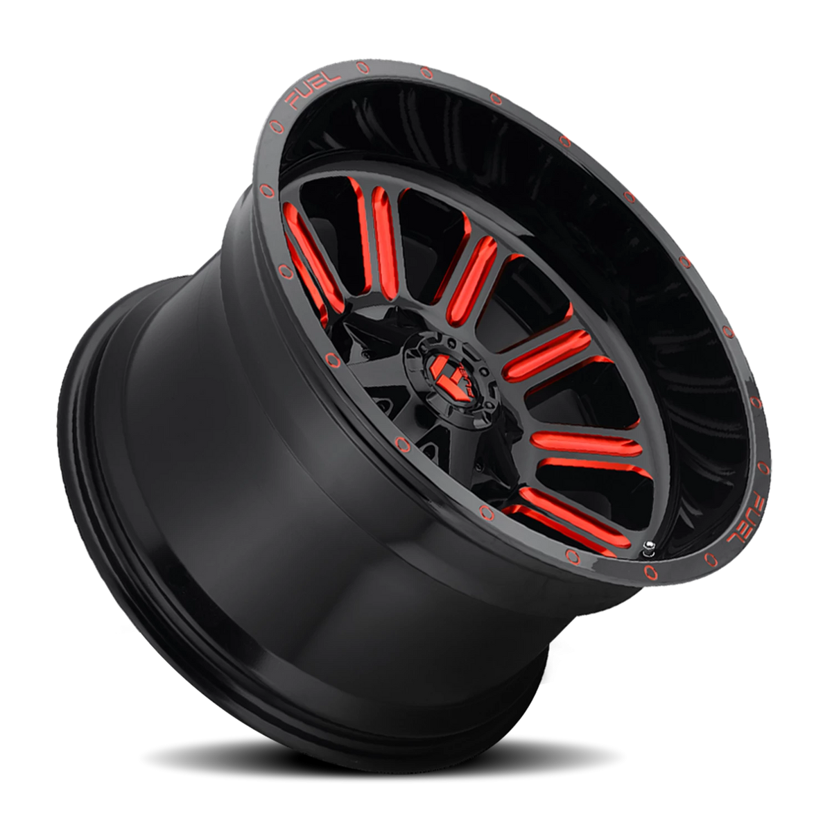 Fuel Hardline 22x10 -18 8x165.1mm 125.1mm Gloss Black Candy Red
