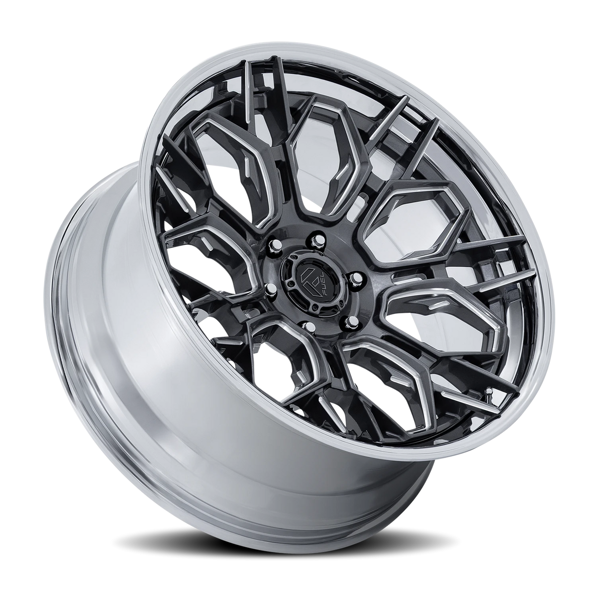 Fuel Hive 22x10 -18 6x139.7mm 106.1mm Gloss Gunmetal Chrome Lip