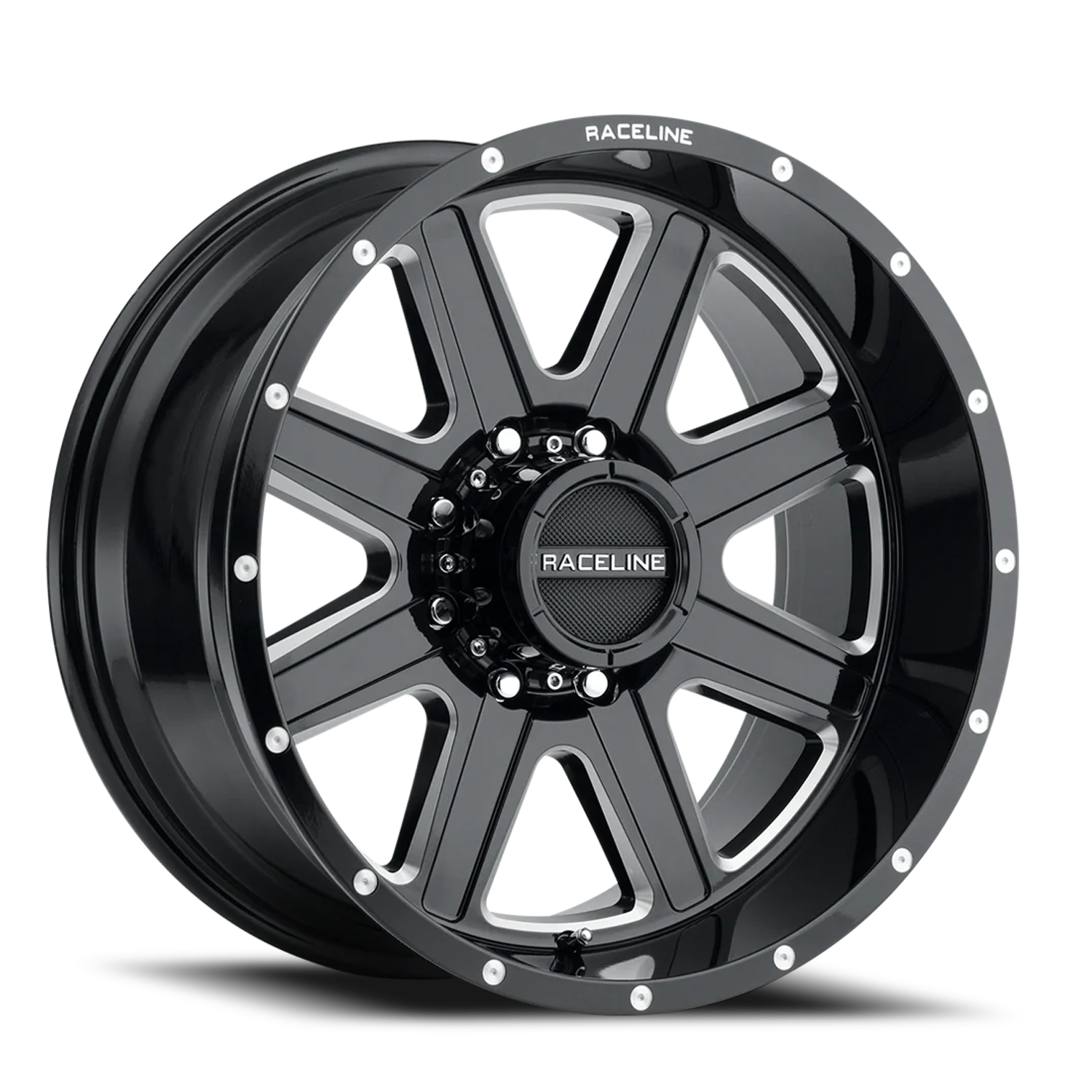 Raceline Hostage 18x9" 8x165.1mm 125.2mm CB 0mm Gloss Black Milled