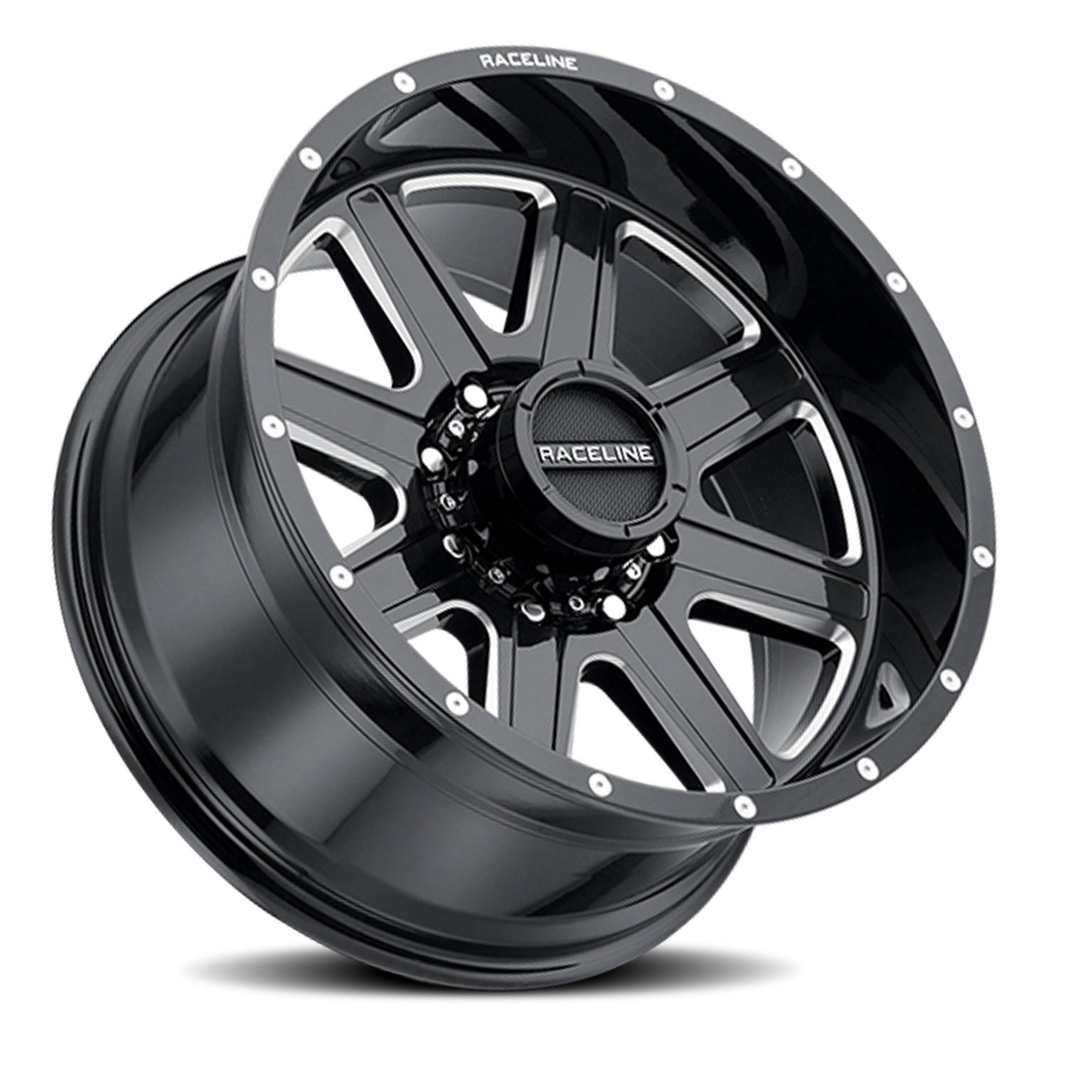Raceline Hostage 18x9" 8x165.1mm 125.2mm CB 0mm Gloss Black Milled