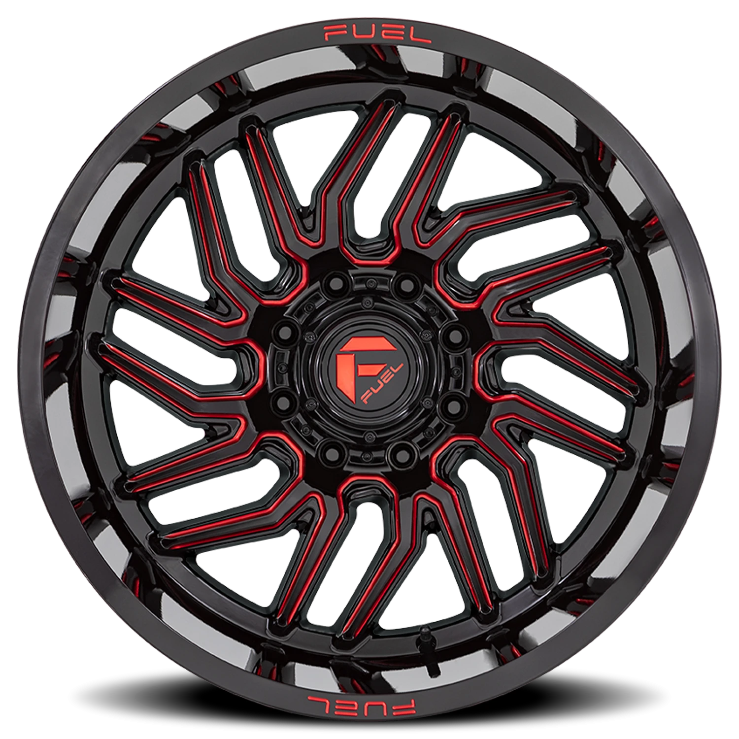 Fuel Hurricane 20x9" 6x139.7mm 106.1mm CB +1mm Gloss Black Red Milled