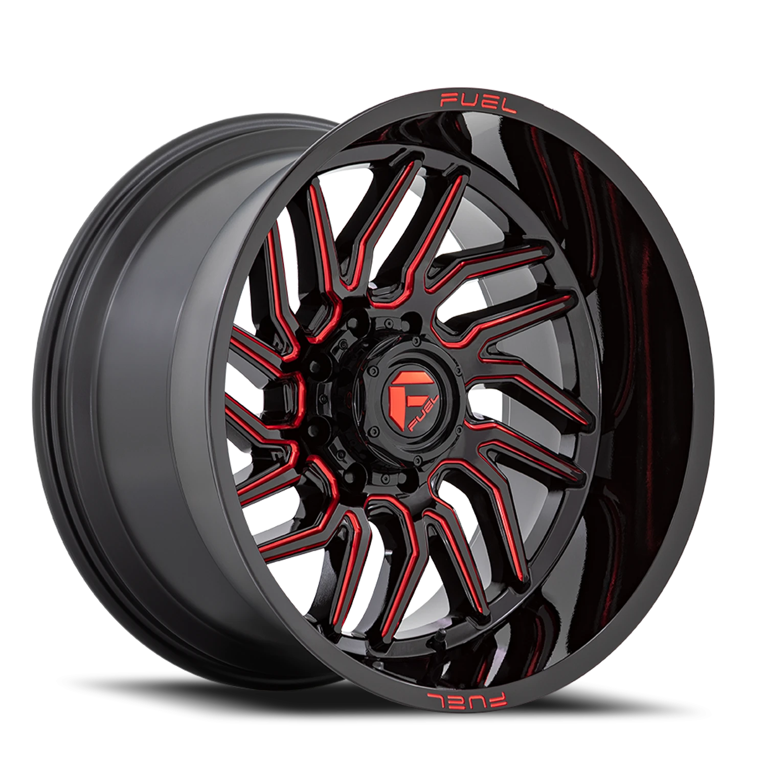 Fuel Hurricane 20x9" 8x180mm 124.2mm CB +1mm Gloss Black Red Milled