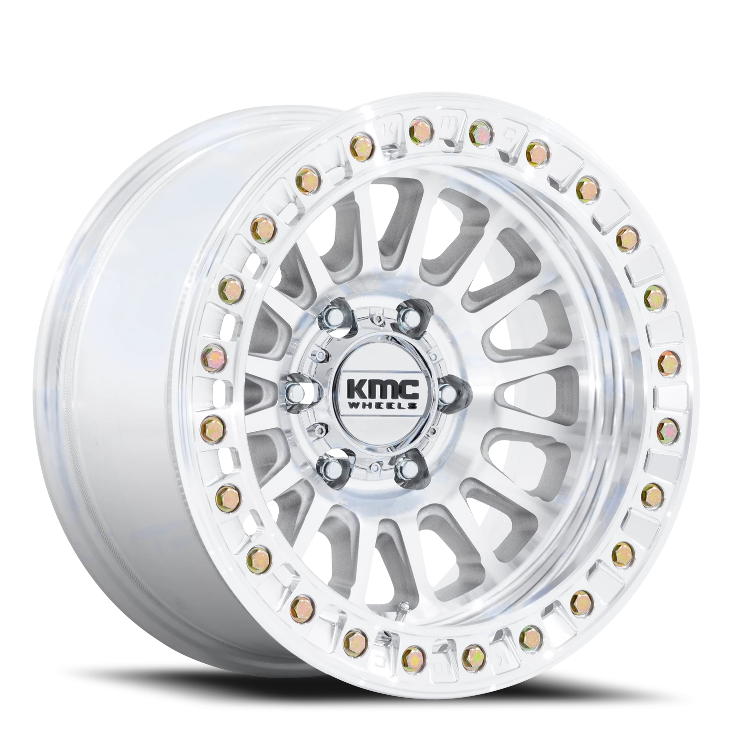 KMC Impact Beadlock 17x9" 5x127mm 71.5mm CB -38mm Machined Silver