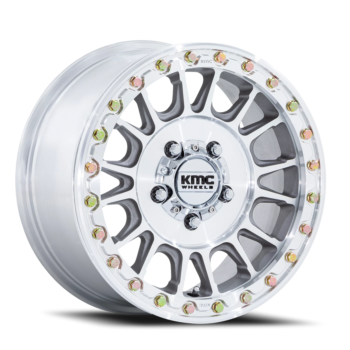 KMC Impact UTV Beadlock 15x8 +0 4x156mm 115.1mm Machined Silver