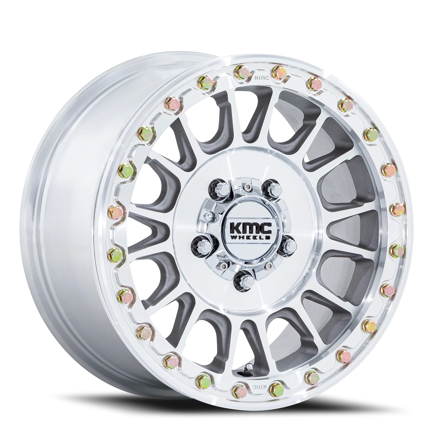 KMC Impact UTV Beadlock 15x7" 4x156mm 115.1mm CB +38mm Machined Silver