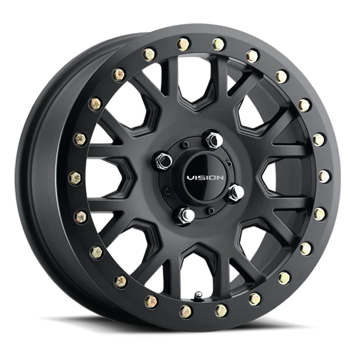 Vision GV8BL 15x6 +12 4x156mm 131.1mm Satin Black Gold Rivets