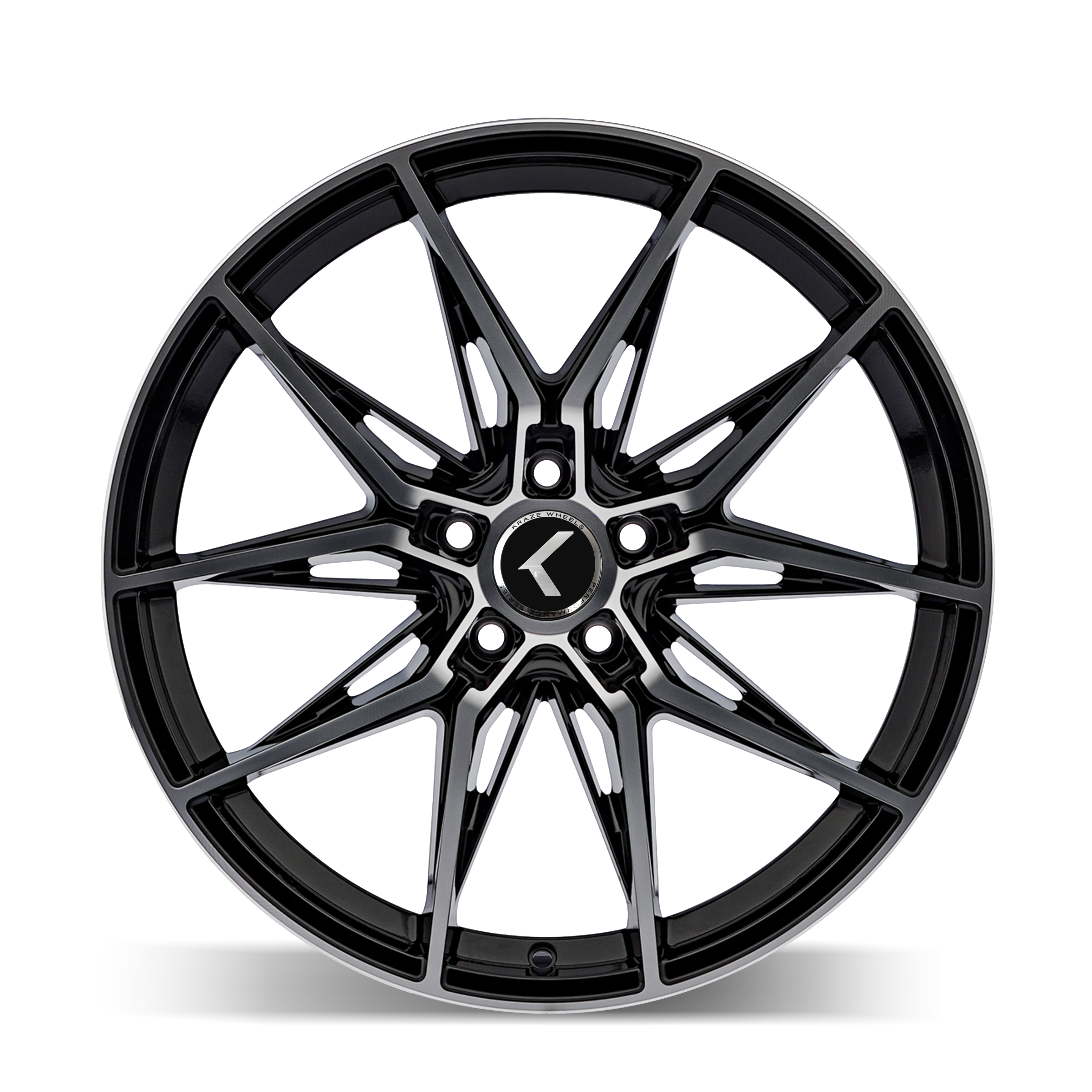 Kraze Evolve 22x9" 5x112mm 66.56mm CB +35mm Gloss Black Machined