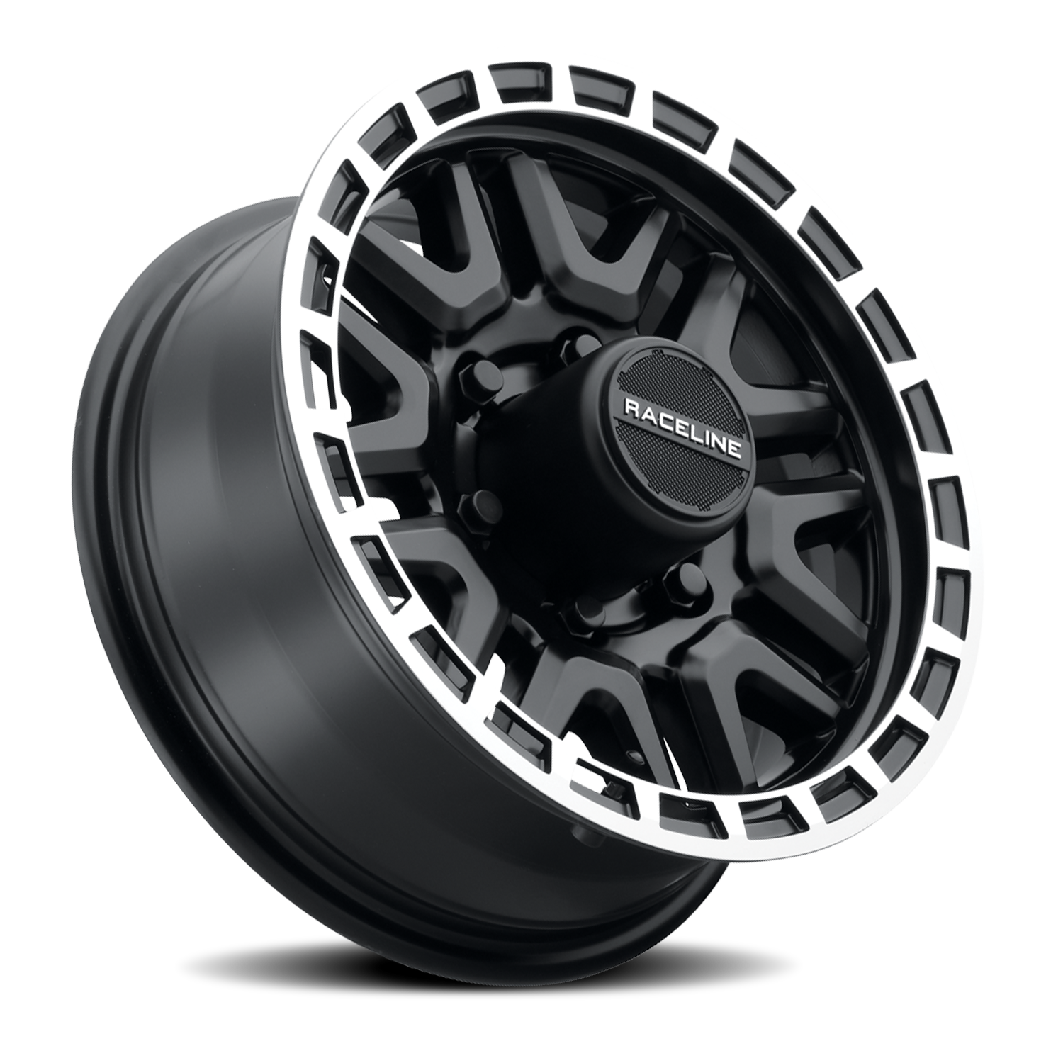 Raceline Krank Trailer 16x6" 6x139.7mm 107.95mm CB 0mm Black Machined Ring
