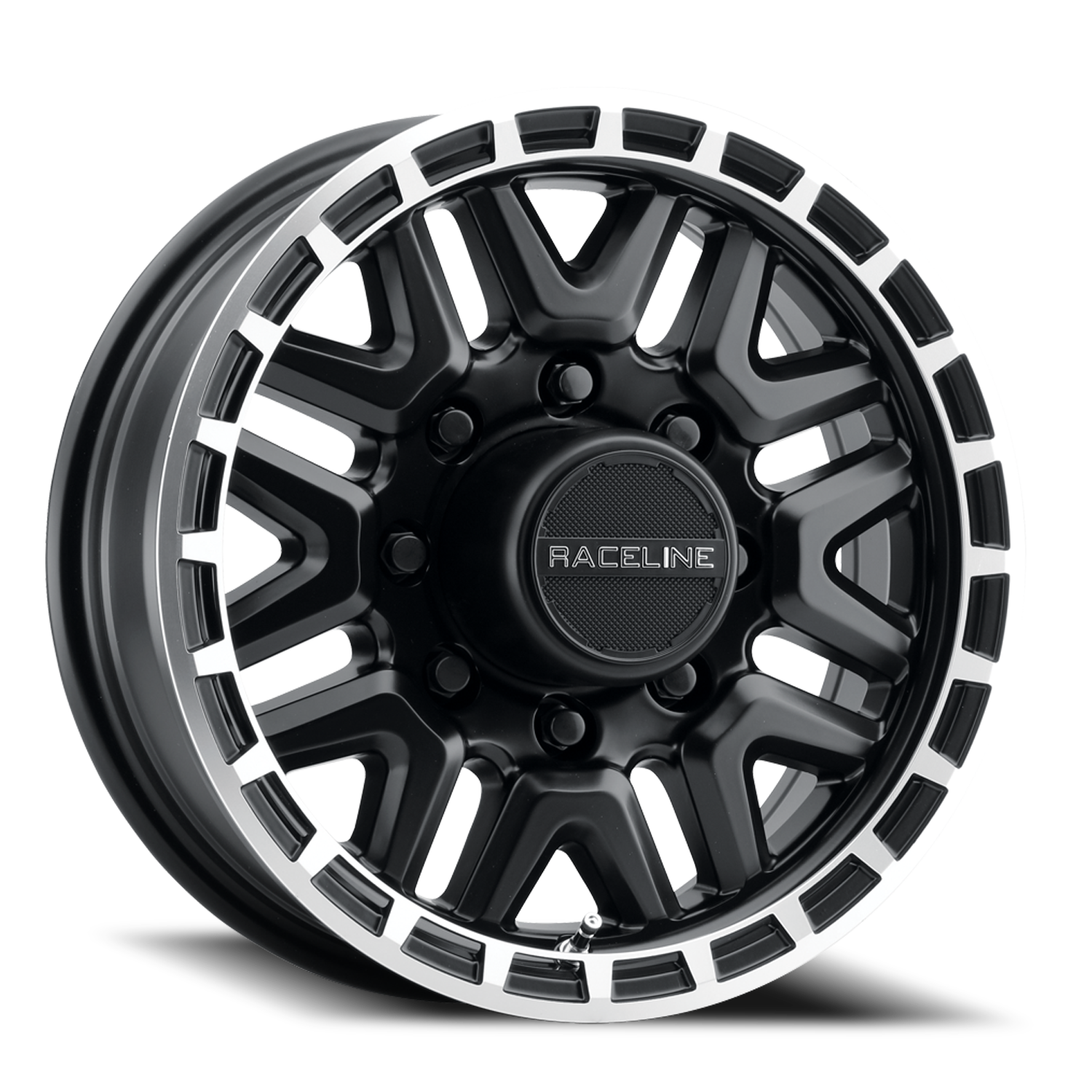 Raceline Krank Trailer 16x6" 8x165.1mm 124.46mm CB 0mm Black Machined Ring