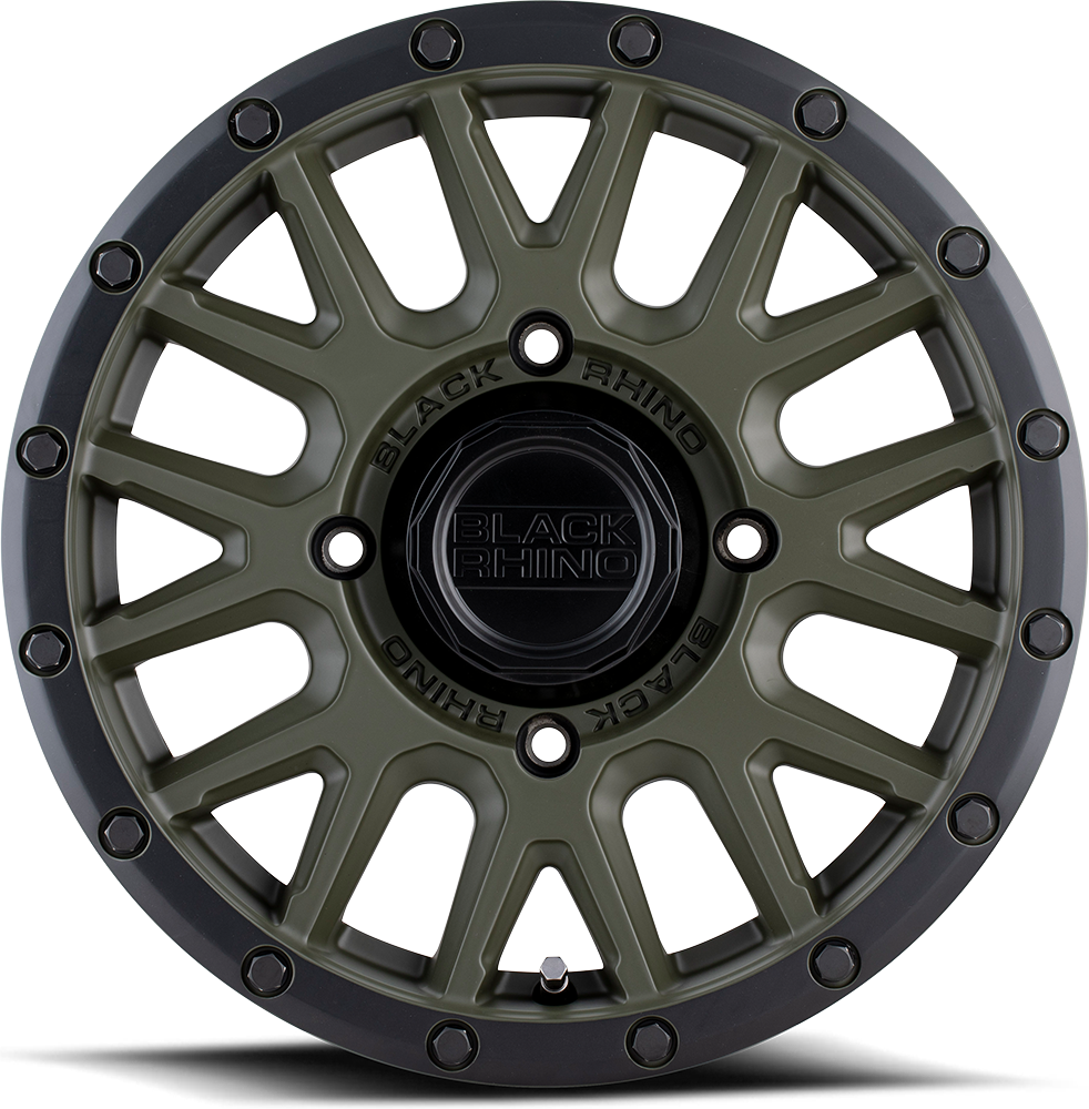 Black Rhino La Paz UTV 15x7" 4x136mm 106mm CB +36mm Olive Drab Green Black Lip Edge