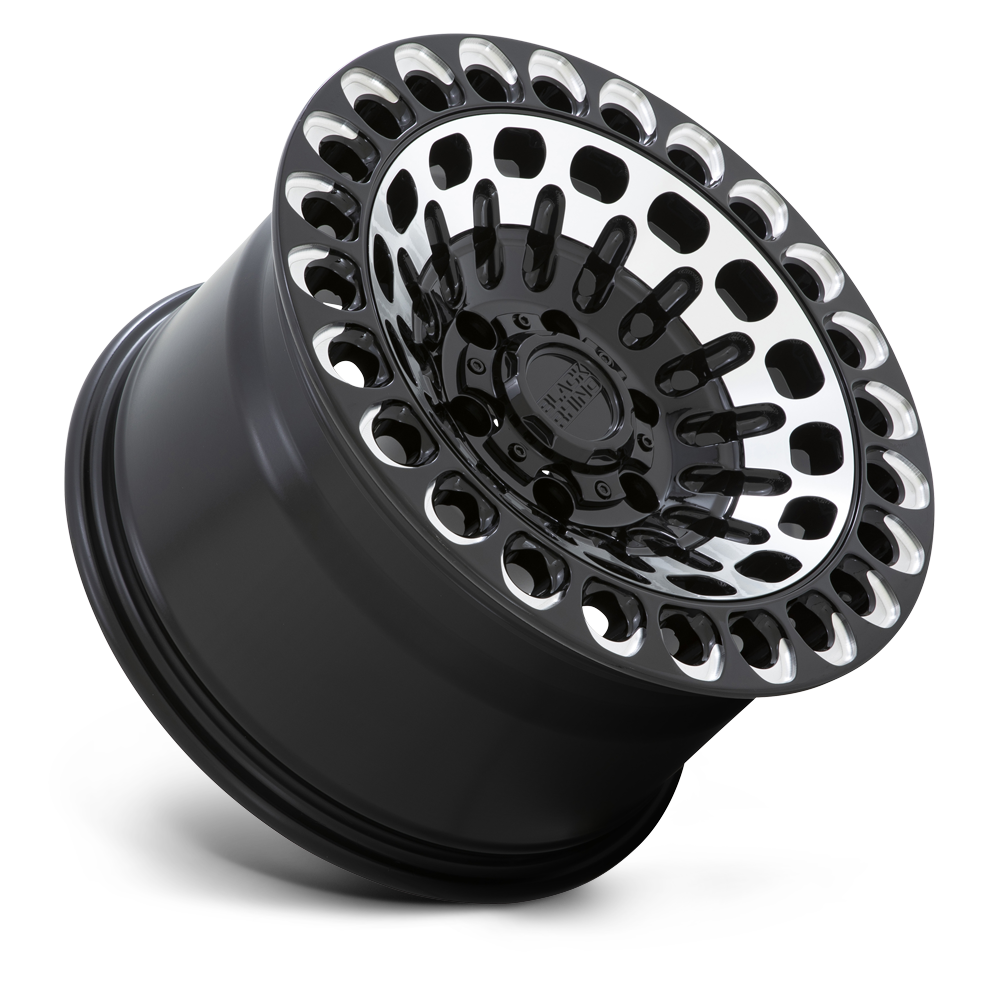 Black Rhino Labyrinth 17x9.5" 6x135mm 87.1mm CB +12mm Gloss Black Machined Face-Milled