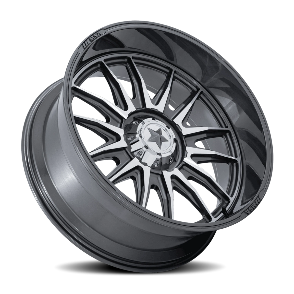 MSA M55 Commander UTV 15x7 +10 4x110mm 86mm Platinum Machined Face