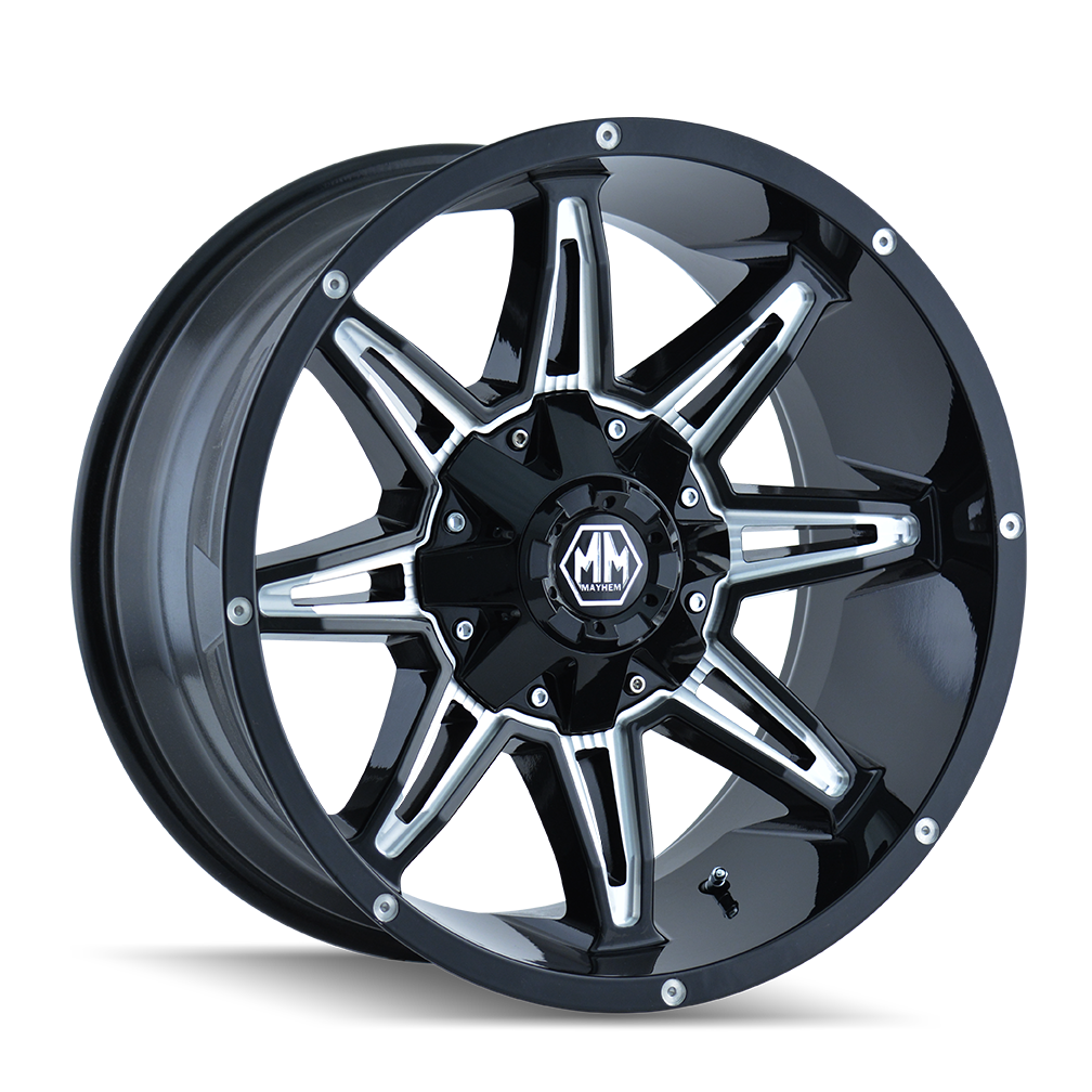 Mayhem Rampage 18x9" 8x180mm 124.1mm CB +18mm Black Milled Spokes