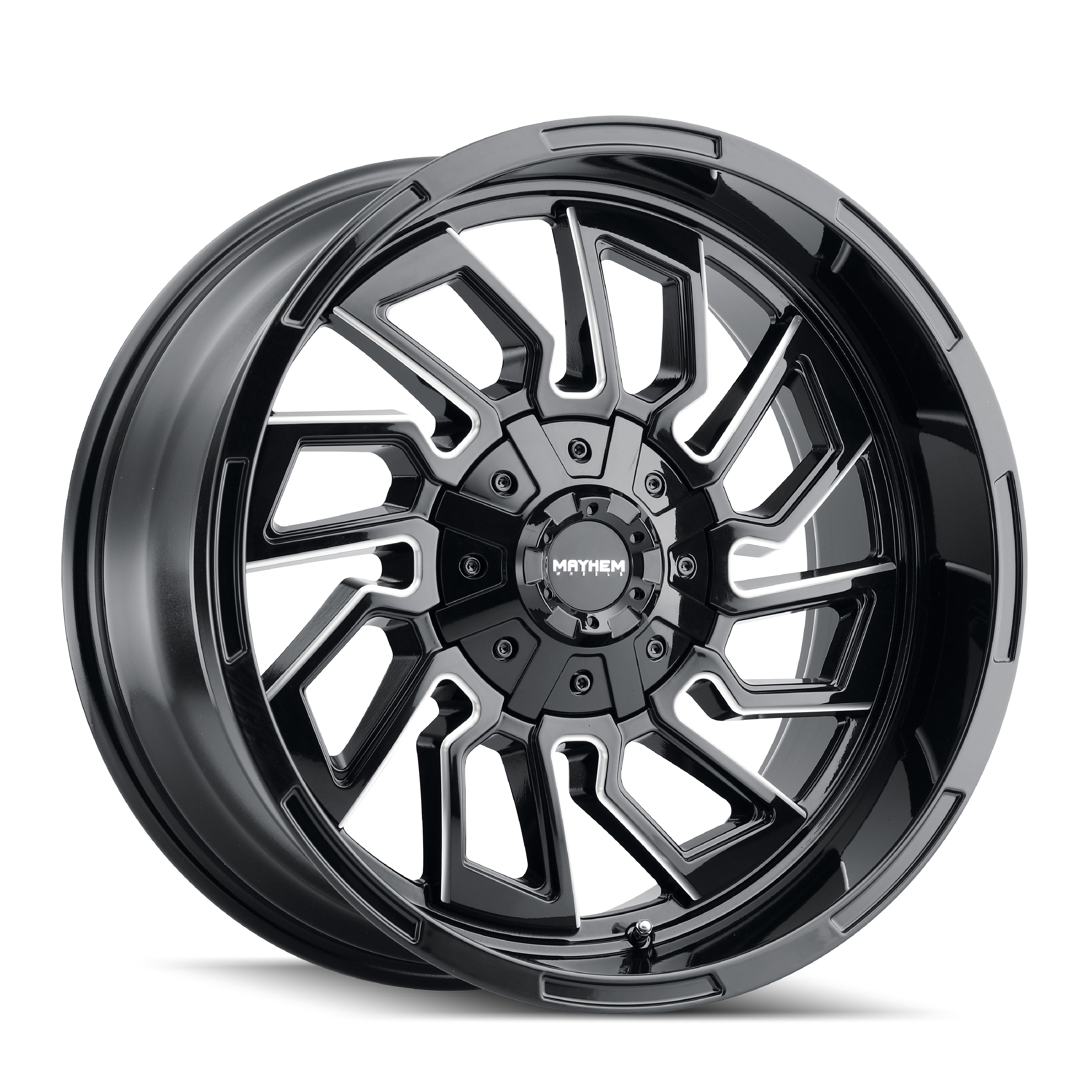 Mayhem Flywheel 22x10" 5x127mm 87.1mm CB -19mm Gloss Black Milled Spokes