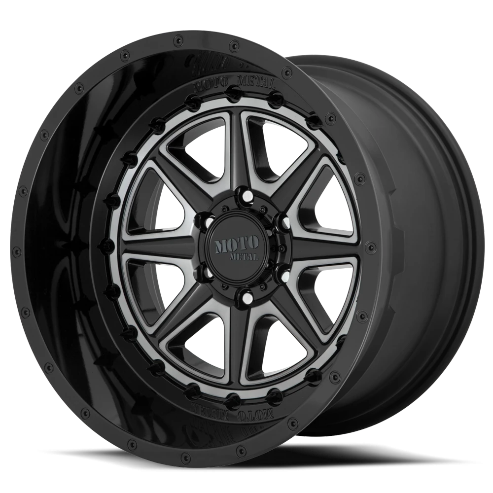 Moto Metal MO801 20x10" 8x170mm 125.5mm CB -18mm Gloss Black Gray Tint