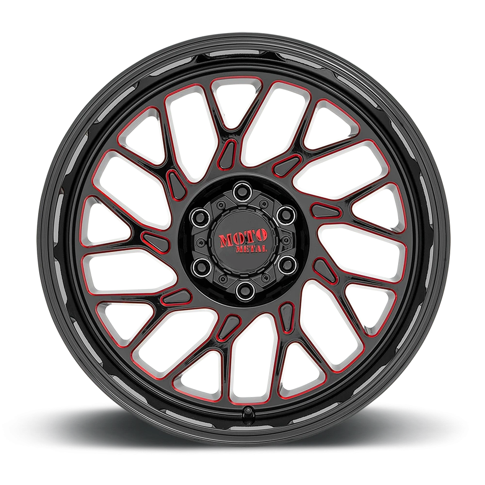Moto Metal MO805 20x10" 6x135mm 87.1mm CB -18mm Gloss Black Milled-Red Tint