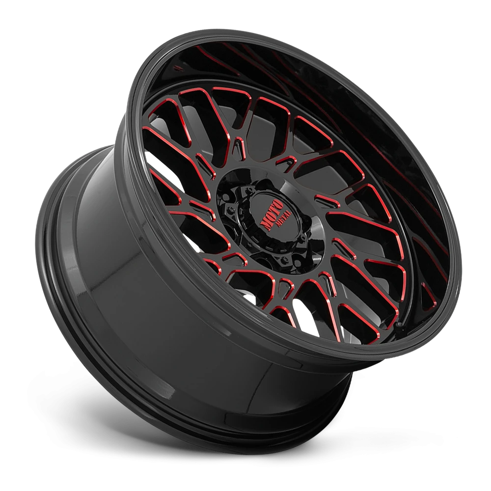 Moto Metal MO805 20x10" 8x170mm 125.1mm CB -18mm Gloss Black Milled-Red Tint