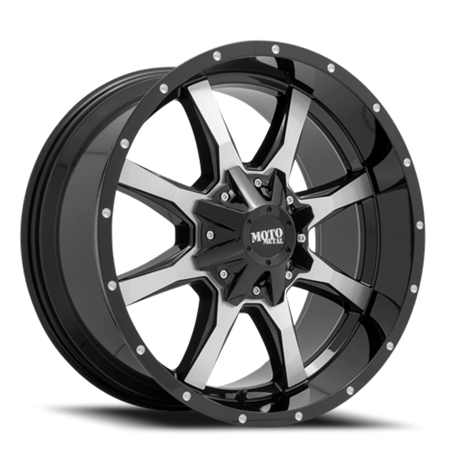 Moto Metal MO970 17x8" 5x114.3mm 72.56mm CB 0mm Gloss Black Machined Face