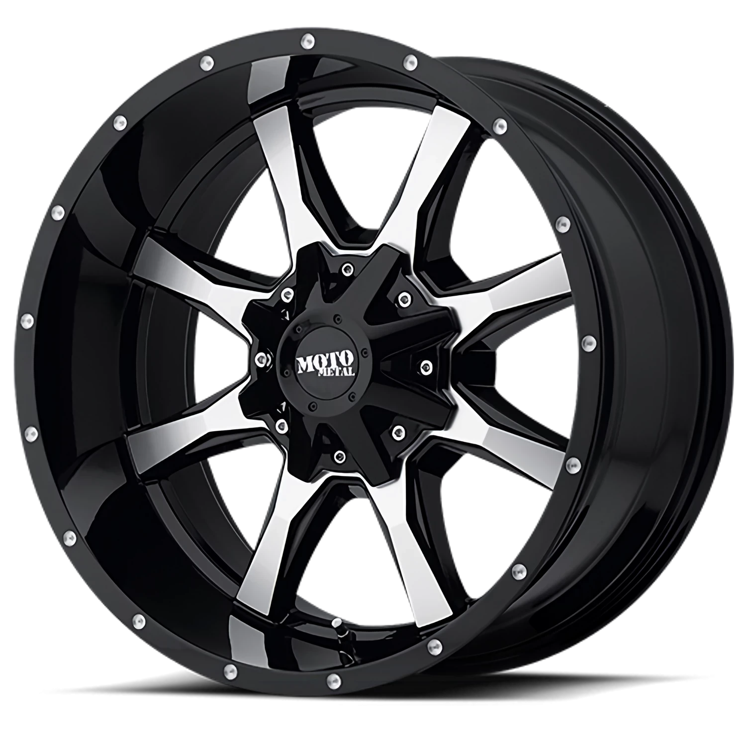 Moto Metal MO970 GBM 20x12 -44 8x170mm 125.1mm Gloss Black Machined Face