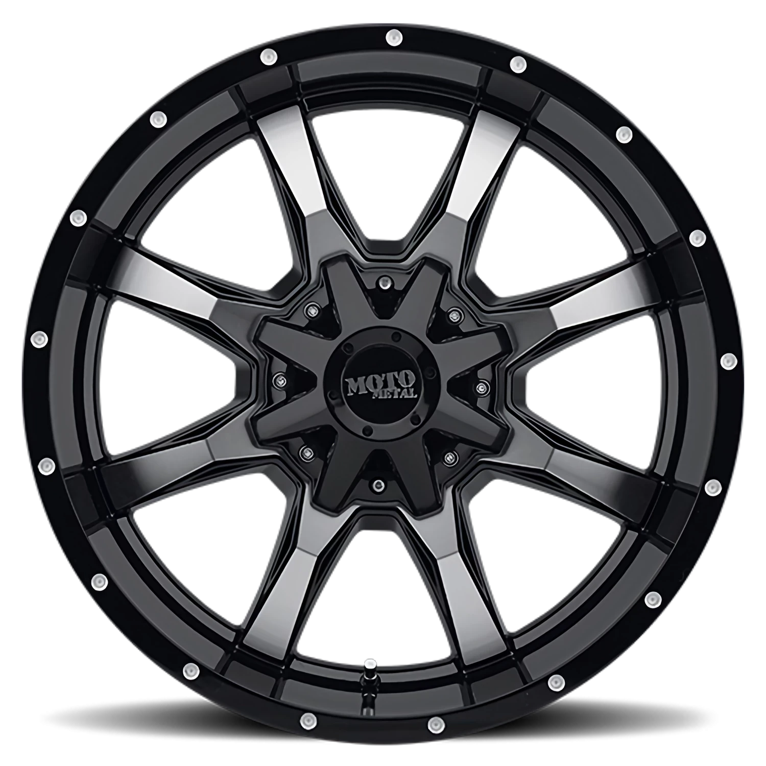 Moto Metal MO970 GBM 20x12 -44 8x170mm 125.1mm Gloss Black Machined Face