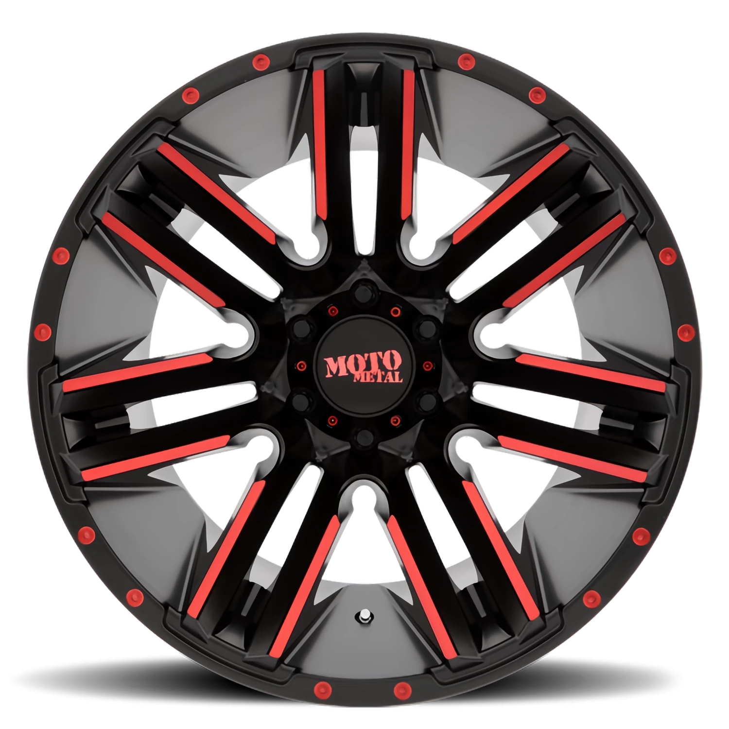 Moto Metal MO978 20x12" 6x139.7mm 106.25mm CB -44mm Satin Black Machined-Red Clear Coat