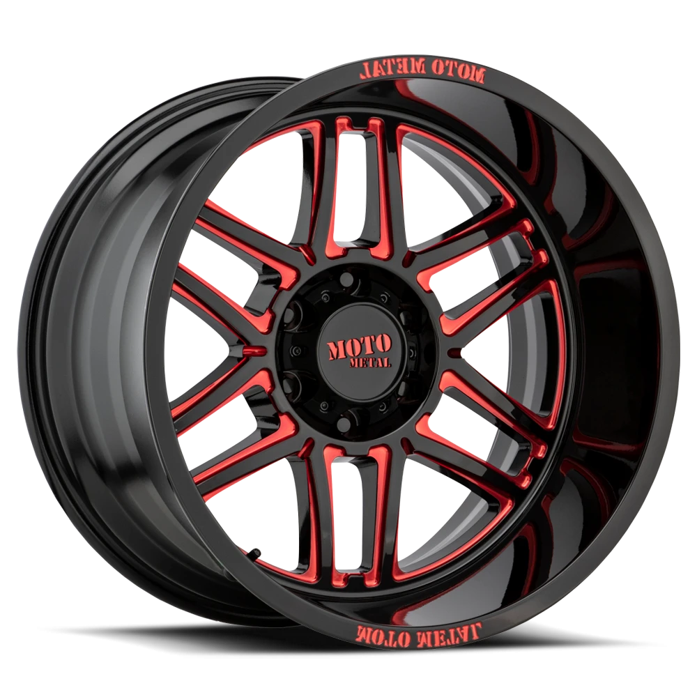 Moto Metal MO992 20x10" 6x135mm 87.1mm CB -18mm Gloss Black Red Tint
