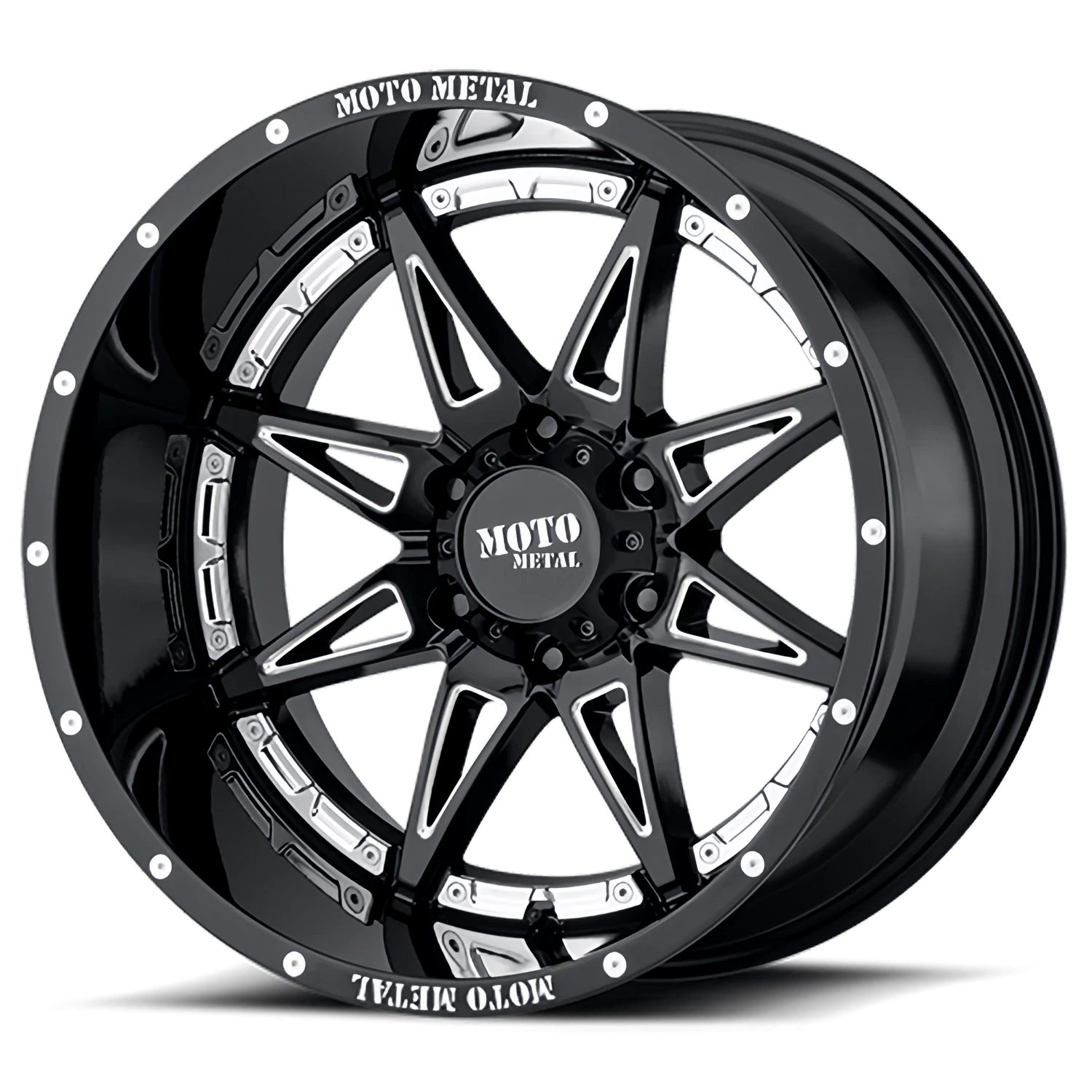 Moto Metal MO993 Hydra GB-M 20x10 -18 8x165.1mm 125.5mm Gloss Black Milled