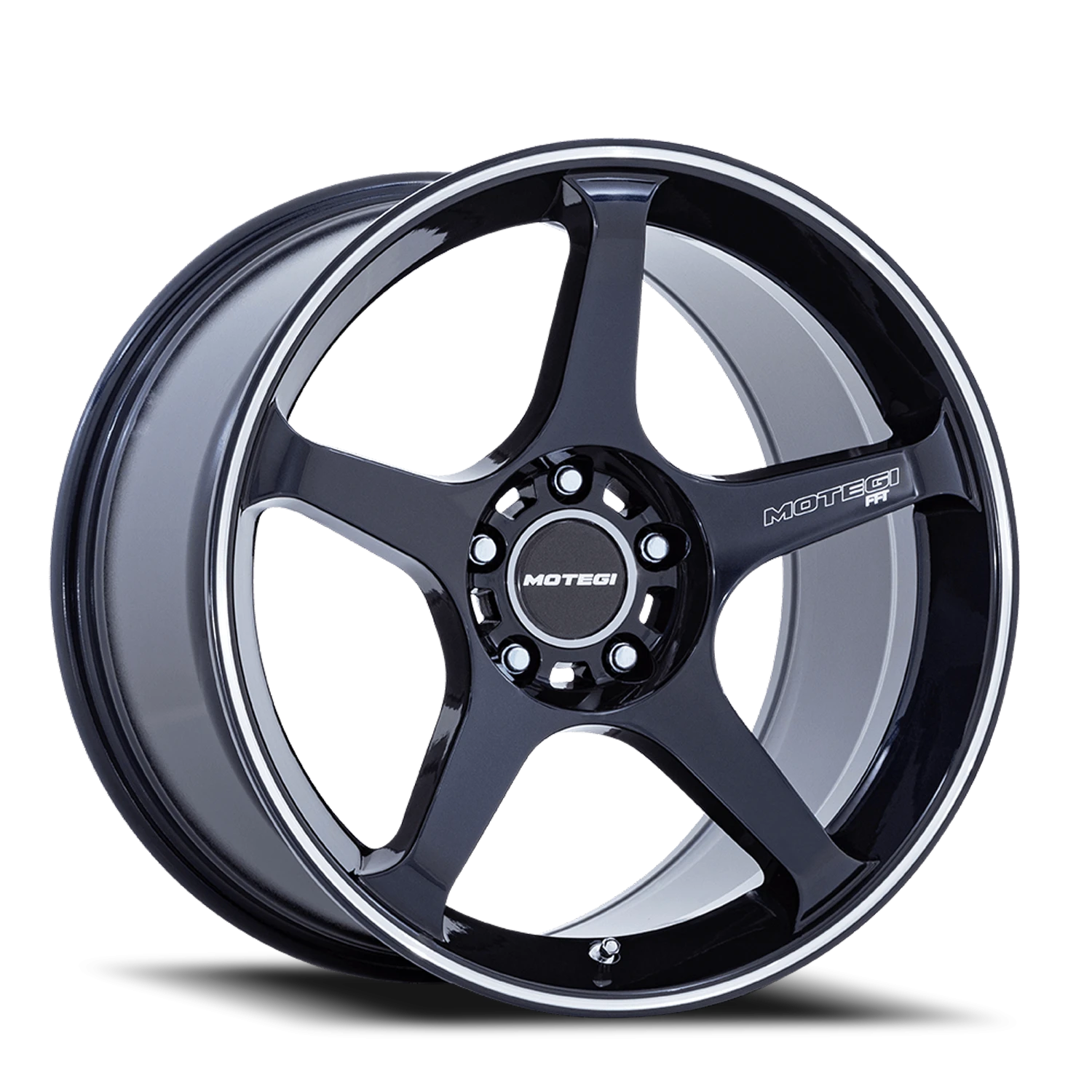 Motegi MR159 Battle V 17x8.5" 5x114.3mm 72.56mm CB +35mm Obsidian Blue Machined Lip Stripe