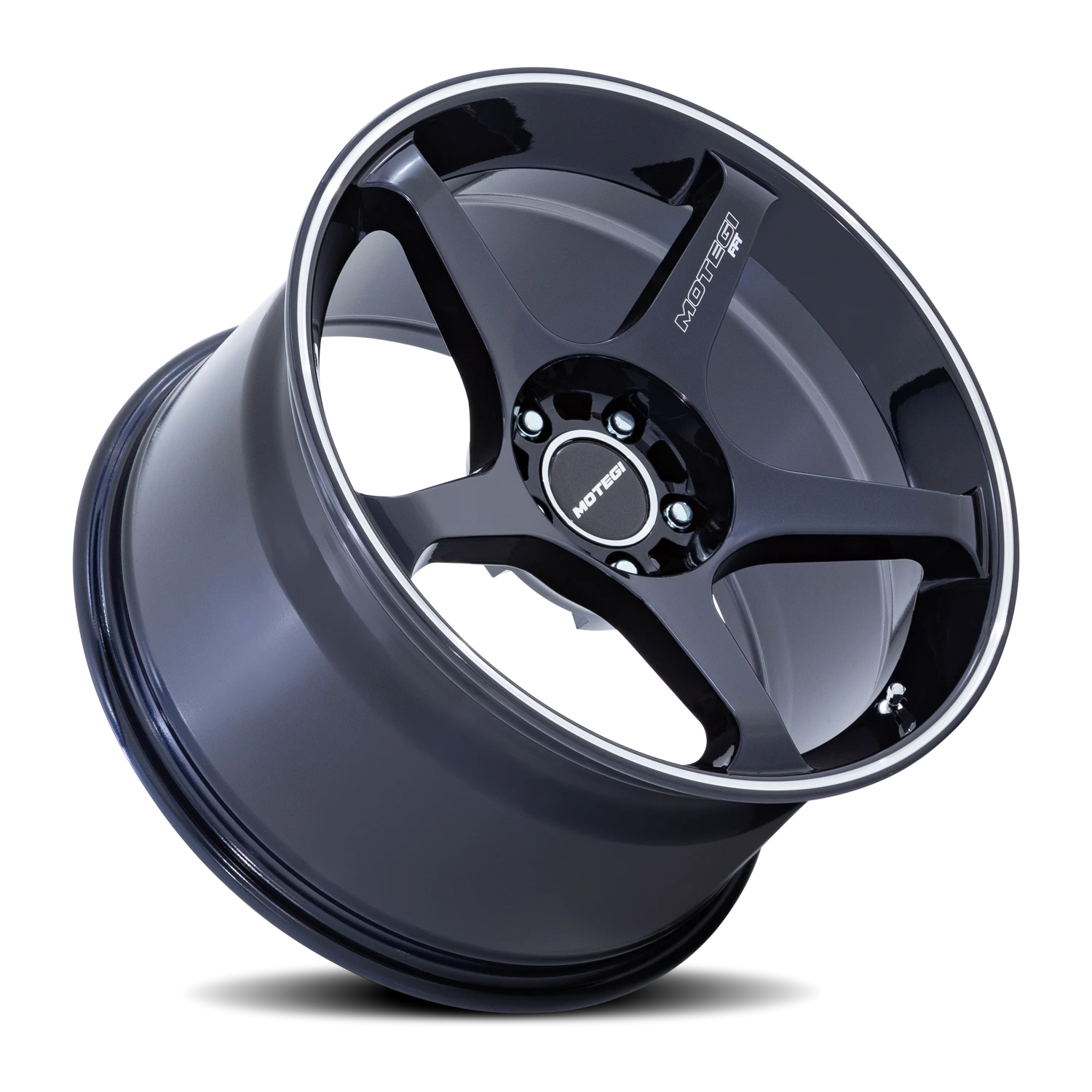 Motegi MR159 Battle V 17x8.5" 5x114.3mm 72.56mm CB +35mm Obsidian Blue Machined Lip Stripe